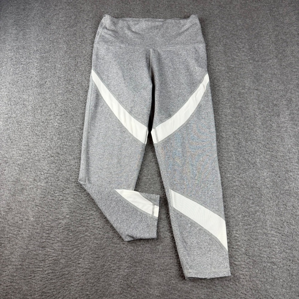 Aerie Leggings Women's L Short Gray Mesh Panel Space Dye High Rise Cropped